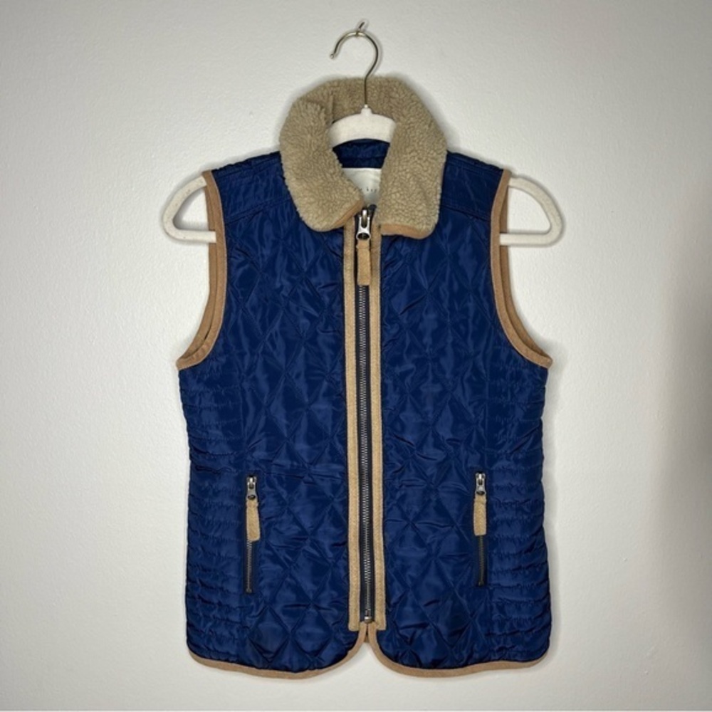 Copper Key Girls Vest Navy Faux Shearling Collar Full Zip